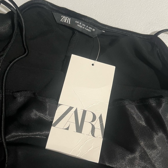 ZARA/ Black camisole  effect satin Zara top size S NWT - Picture 4 of 7